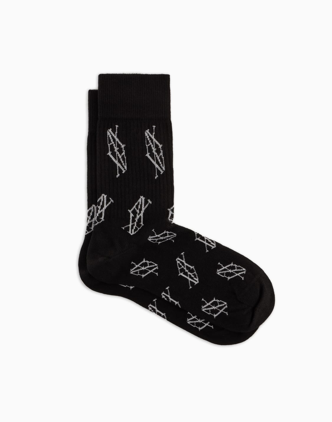 オンライン限定オルオバモノグラム-ショトソックス-ブラック--armani-exchange