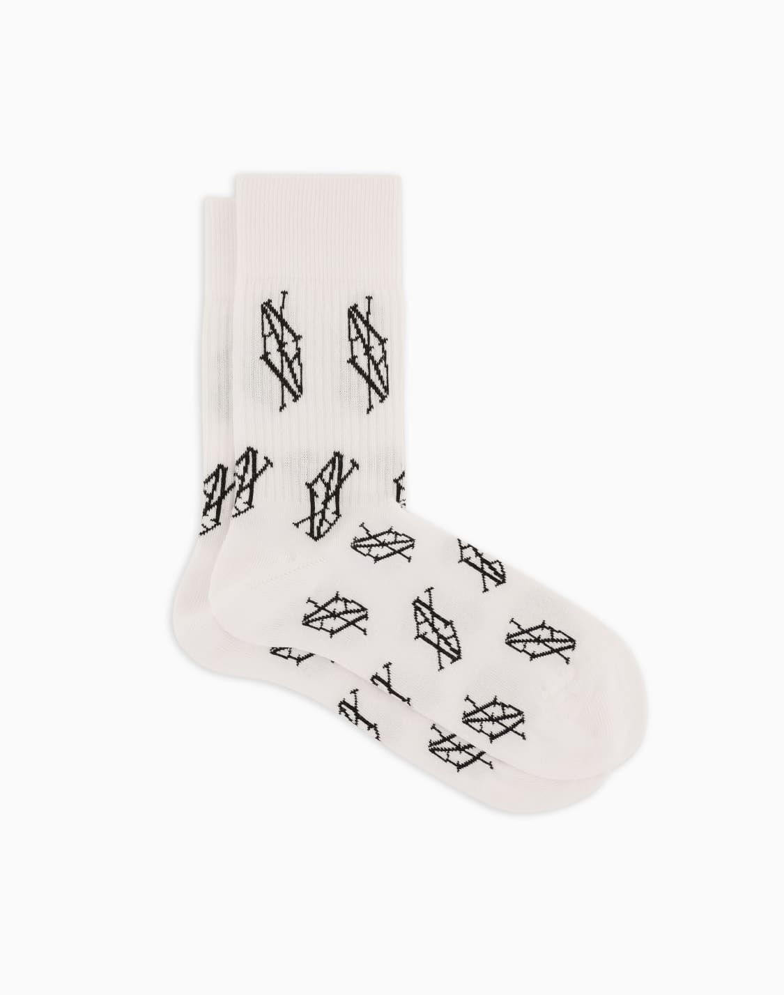 オンライン限定オルオバモノグラム-ショトソックス-ホワイト--armani-exchange