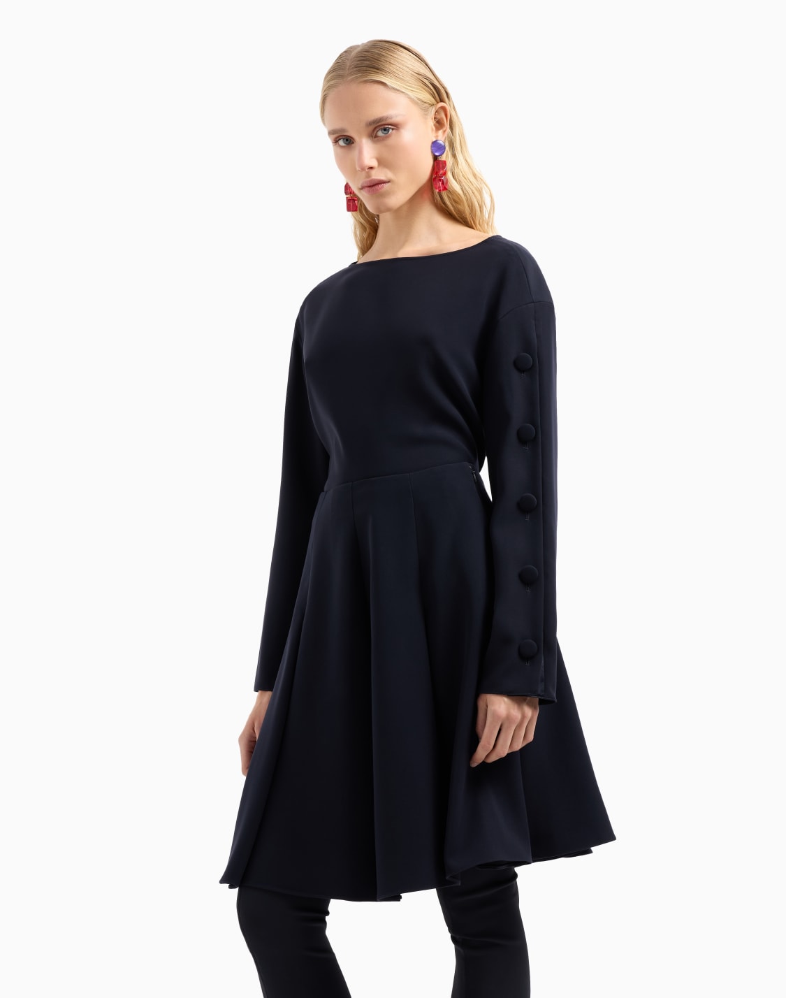 jupe-en-cady-technique-avec-plis-bleu-marine--emporio-armani