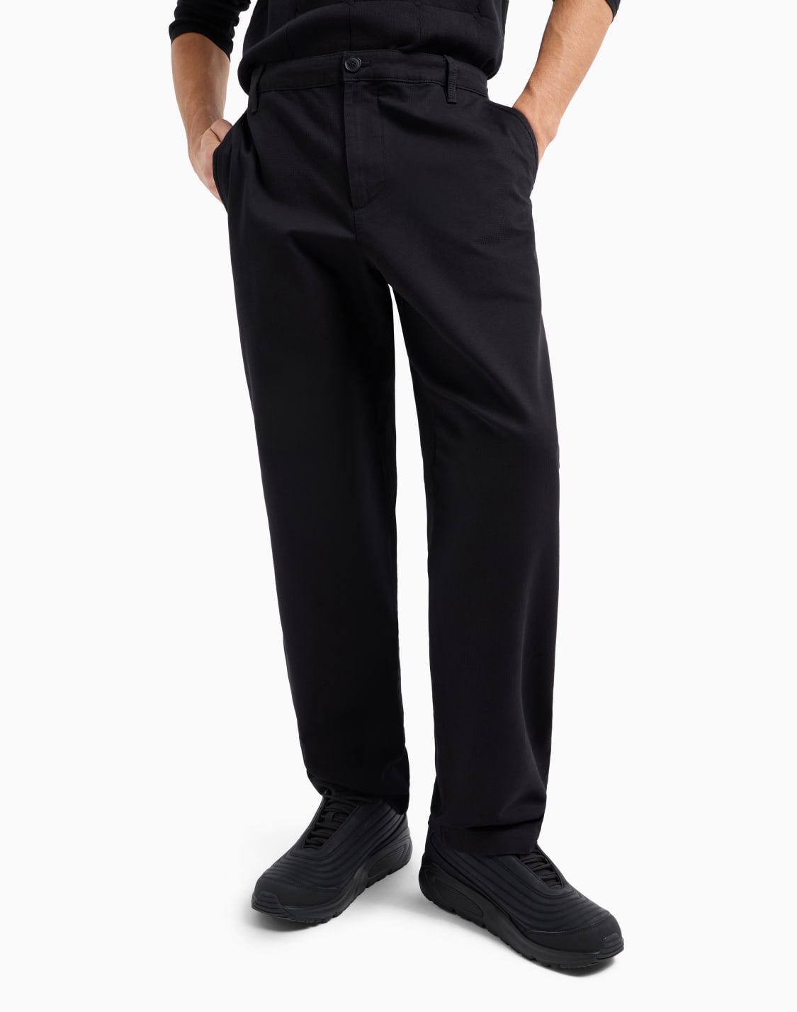 ストレッチチノパンツ-ブラック--armani-exchange