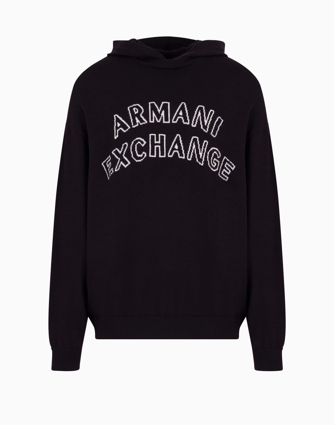 axロゴ-フデッドニットプルオバ-ネイビブル--armani-exchange
