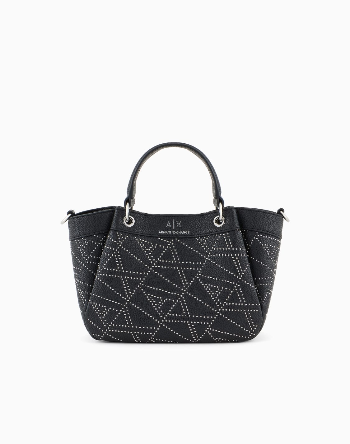 axロゴ-ミニハンドバッグモノグラムロゴスタッズ-ブラック--armani-exchange