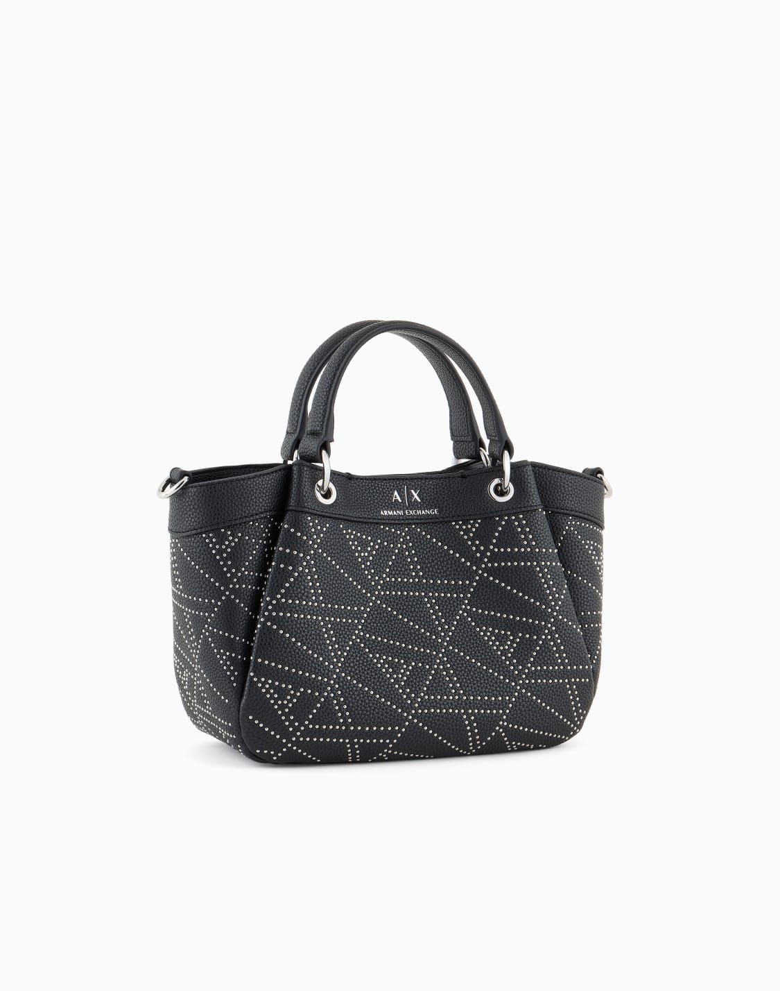 axロゴ-ミニハンドバッグモノグラムロゴスタッズ-ブラック--armani-exchange