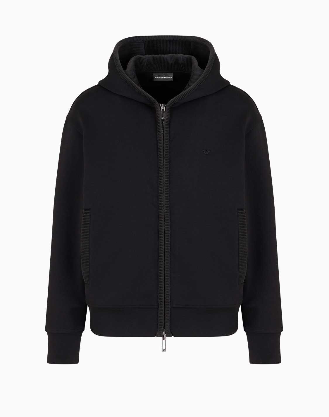 sweat-shirt-faon-cardigan-capuche-en-jersey-double-avec-dtails-en-velours-noir--emporio-armani