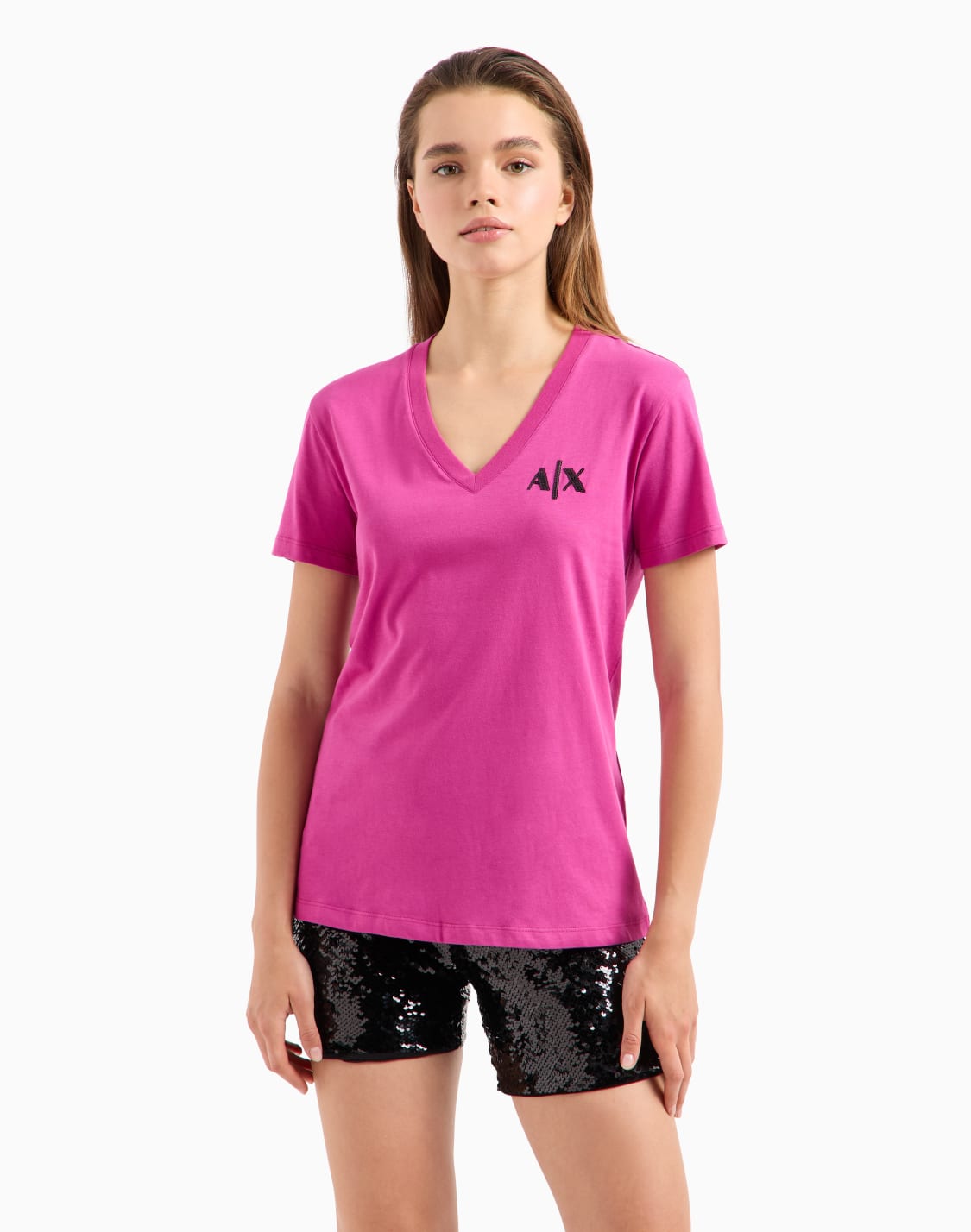 regular-fit-v-neck-t-shirt-in-fabric-fuchsia--armani-exchange