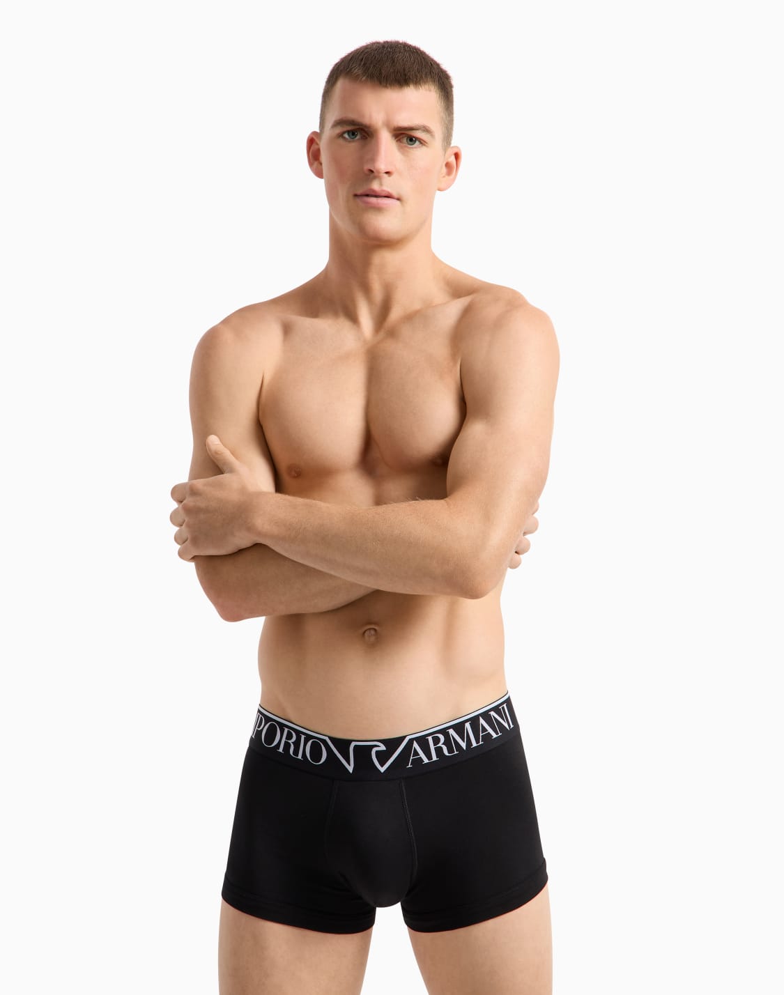 boxer-court-en-coton-biologique-megalogo-asv-noir--emporio-armani