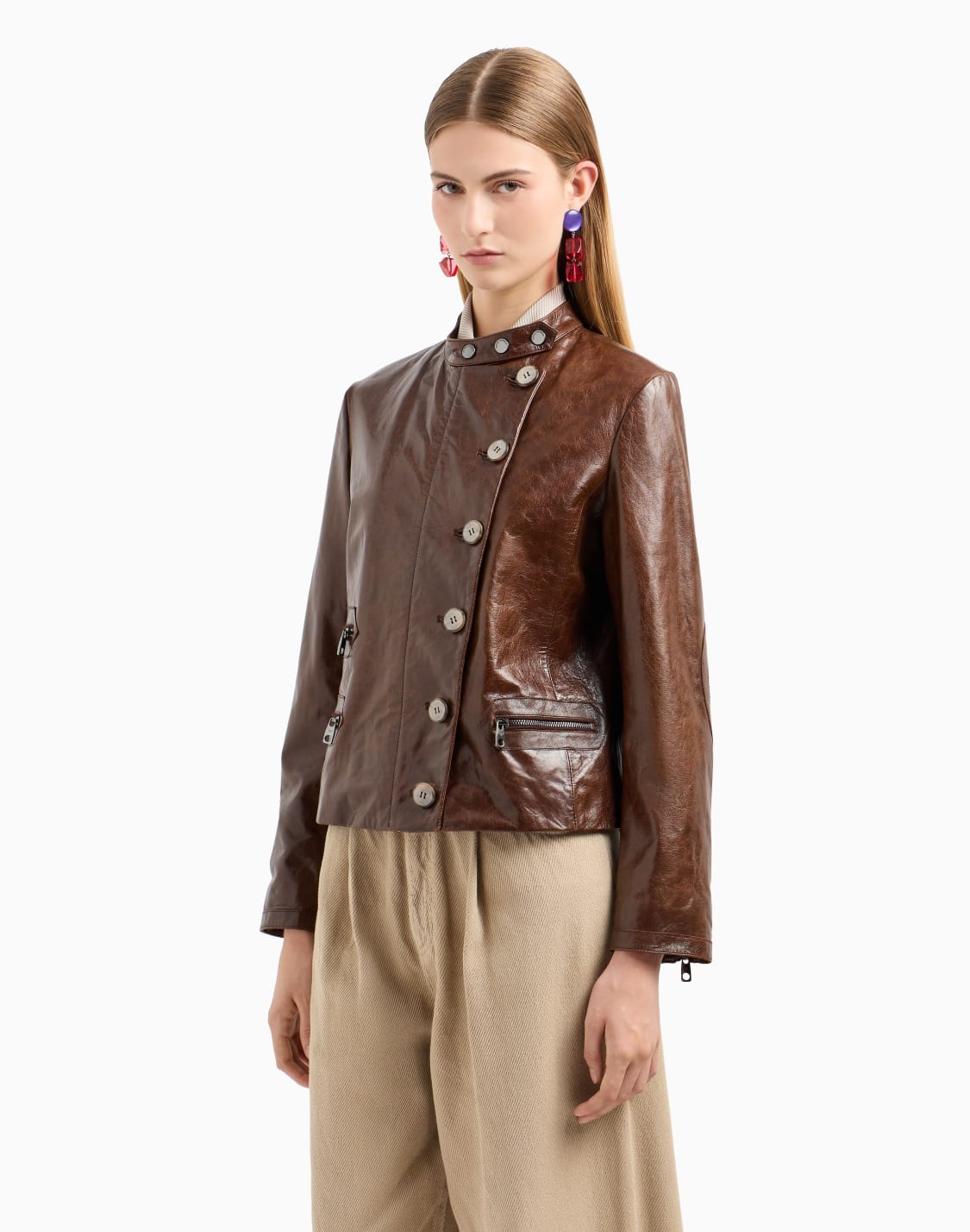 icon-slim-fit-jacket-with-an-off-centre-zip-in-vegetable-tanned-tumbled-goatskin-nappa-leather-brown--emporio-armani