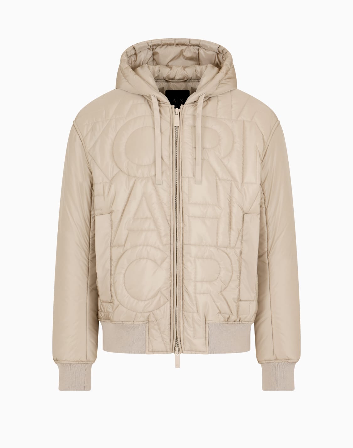 オルオバキルティングロゴ-フデッドパファブルゾン-ベジュ--armani-exchange