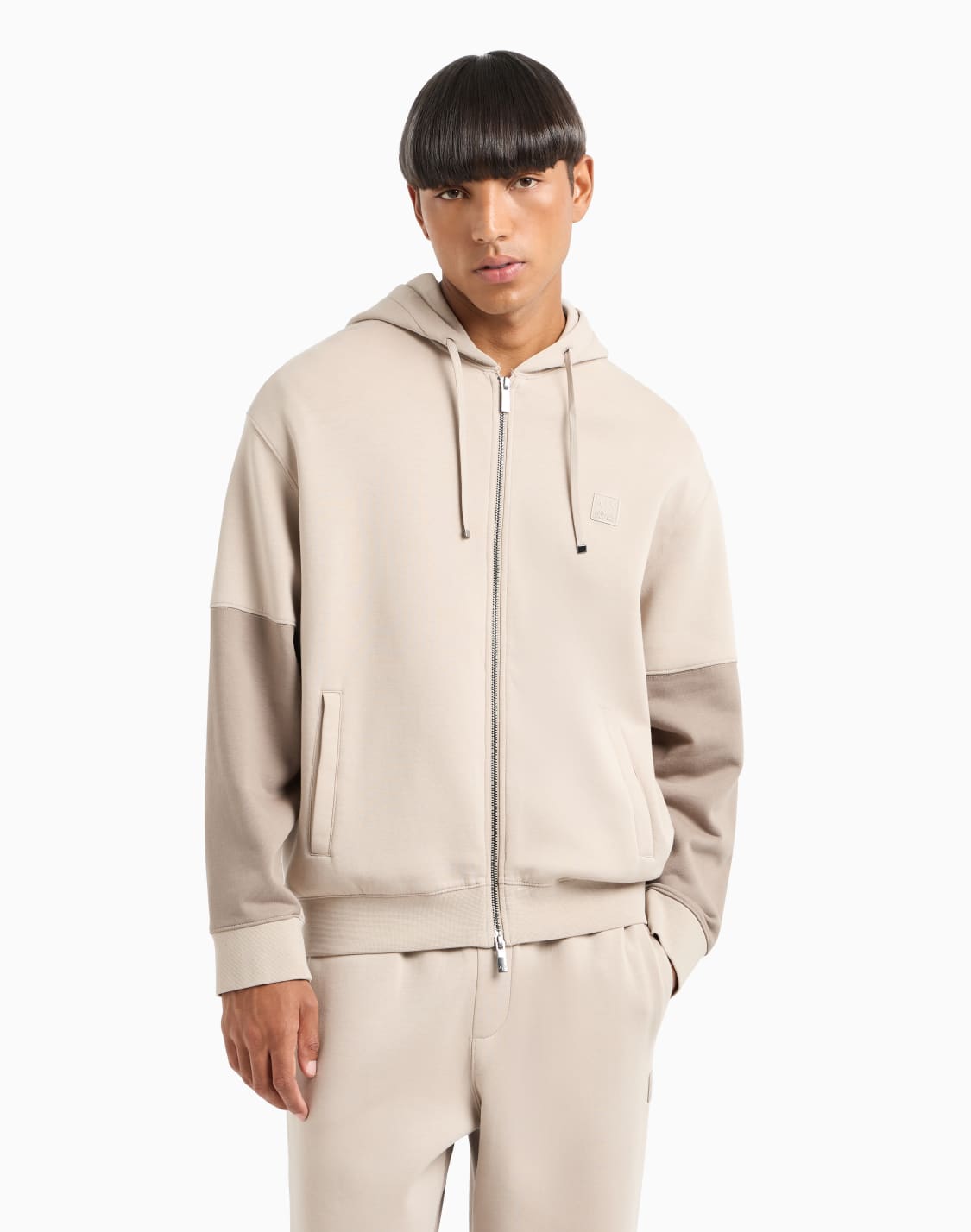 hooded-sweatshirt-with-contrasting-sleeves-beige--armani-exchange