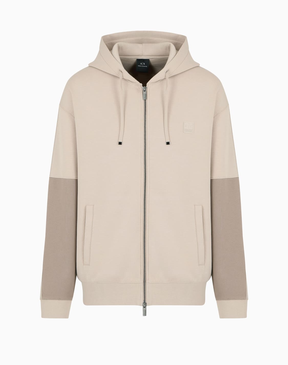 hooded-sweatshirt-with-contrasting-sleeves-beige--armani-exchange