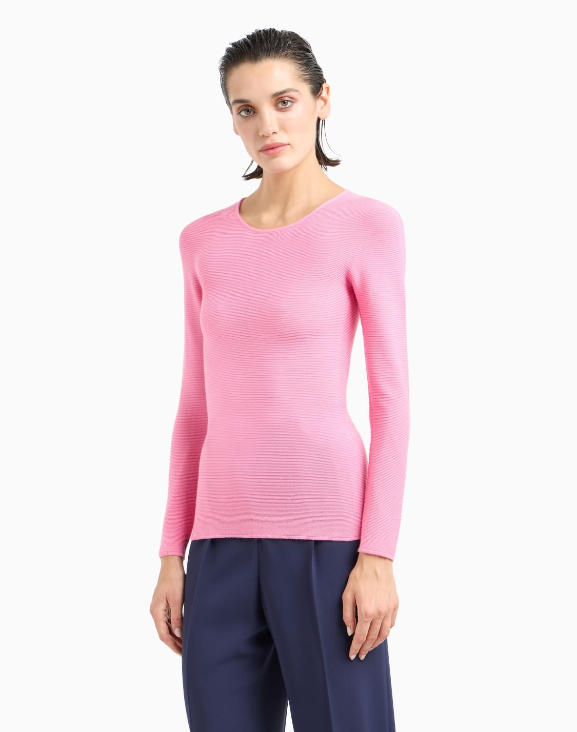 jersey-de-manga-larga-de-punto-eslabn-de-viscosa-rosa--giorgio-armani