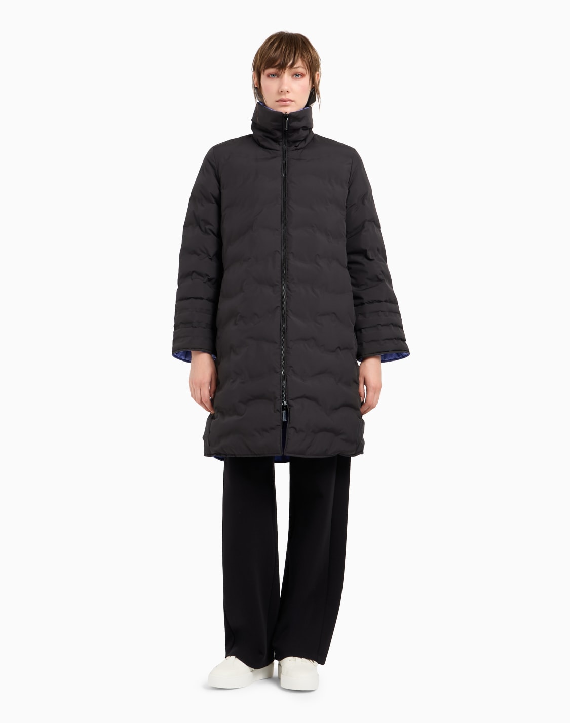water-repellent-reversible-three-quarter-length-jacket-in-wavy-quilted-nylon-black--emporio-armani