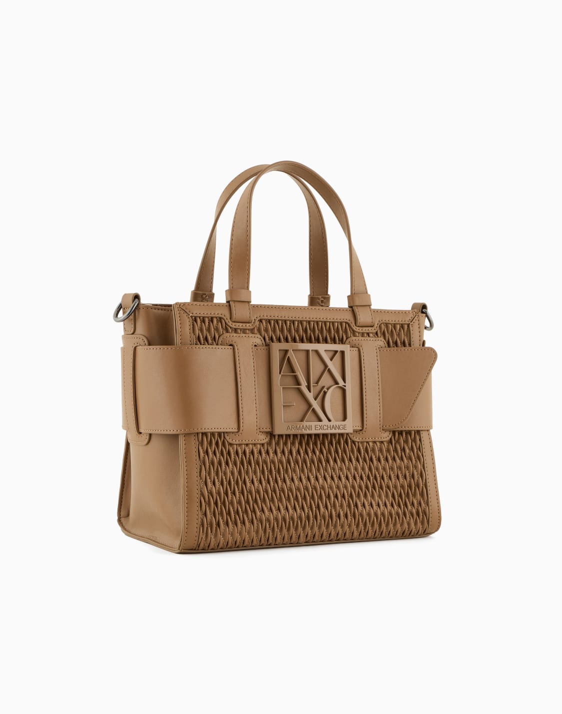 boxロゴバックル-キルティングミニハンドバッグ-ベジュ--armani-exchange