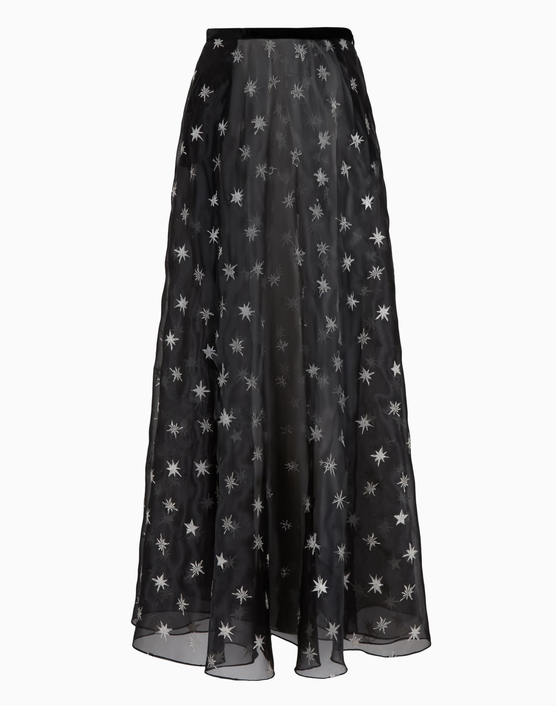 organza-long-skirt-with-all-over-star-embroidery-and-velvet-waistband-patterned--emporio-armani