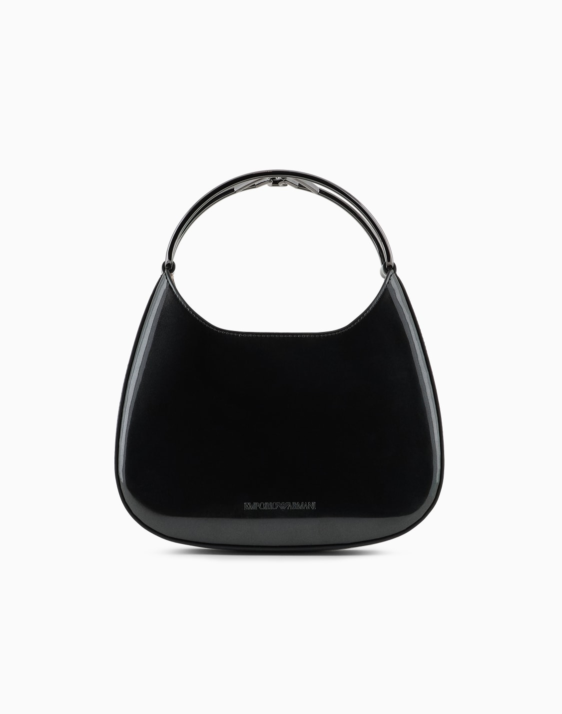 bolso-hobo-pequeo-de-charol-con-asa-de-metal-con-logotipo-negro--emporio-armani