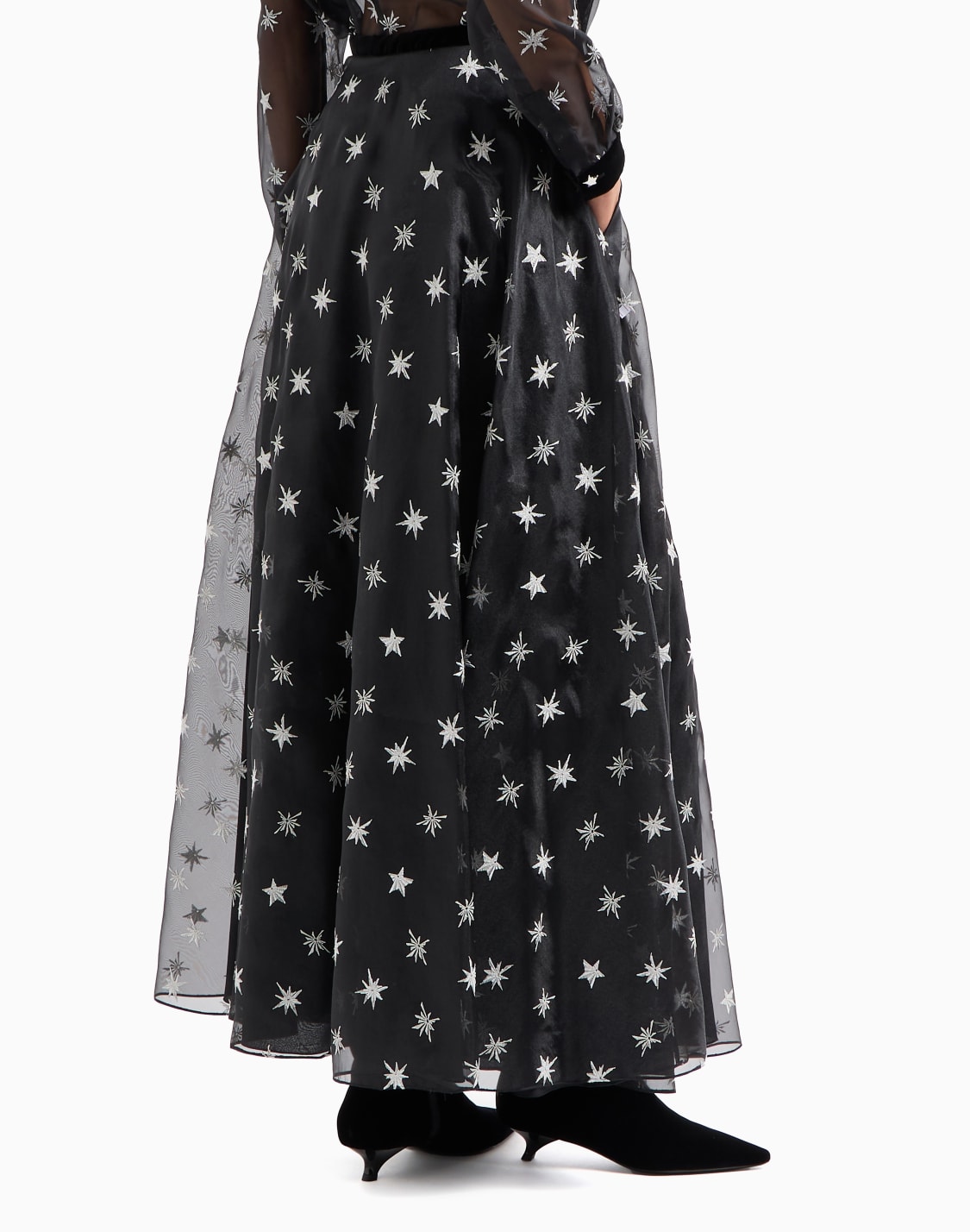 organza-long-skirt-with-all-over-star-embroidery-and-velvet-waistband-patterned--emporio-armani