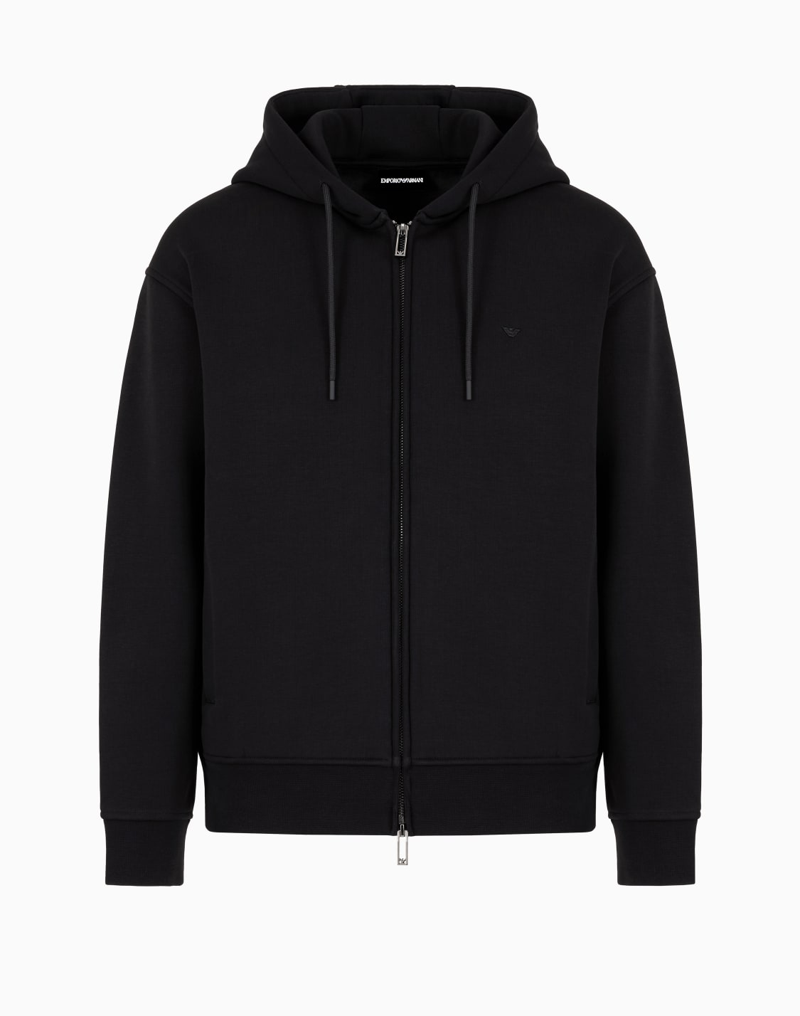 sweat-shirt-en-mlange-de-jersey-lyocell-avec-capuche-et-fermeture-zippe-noir--emporio-armani