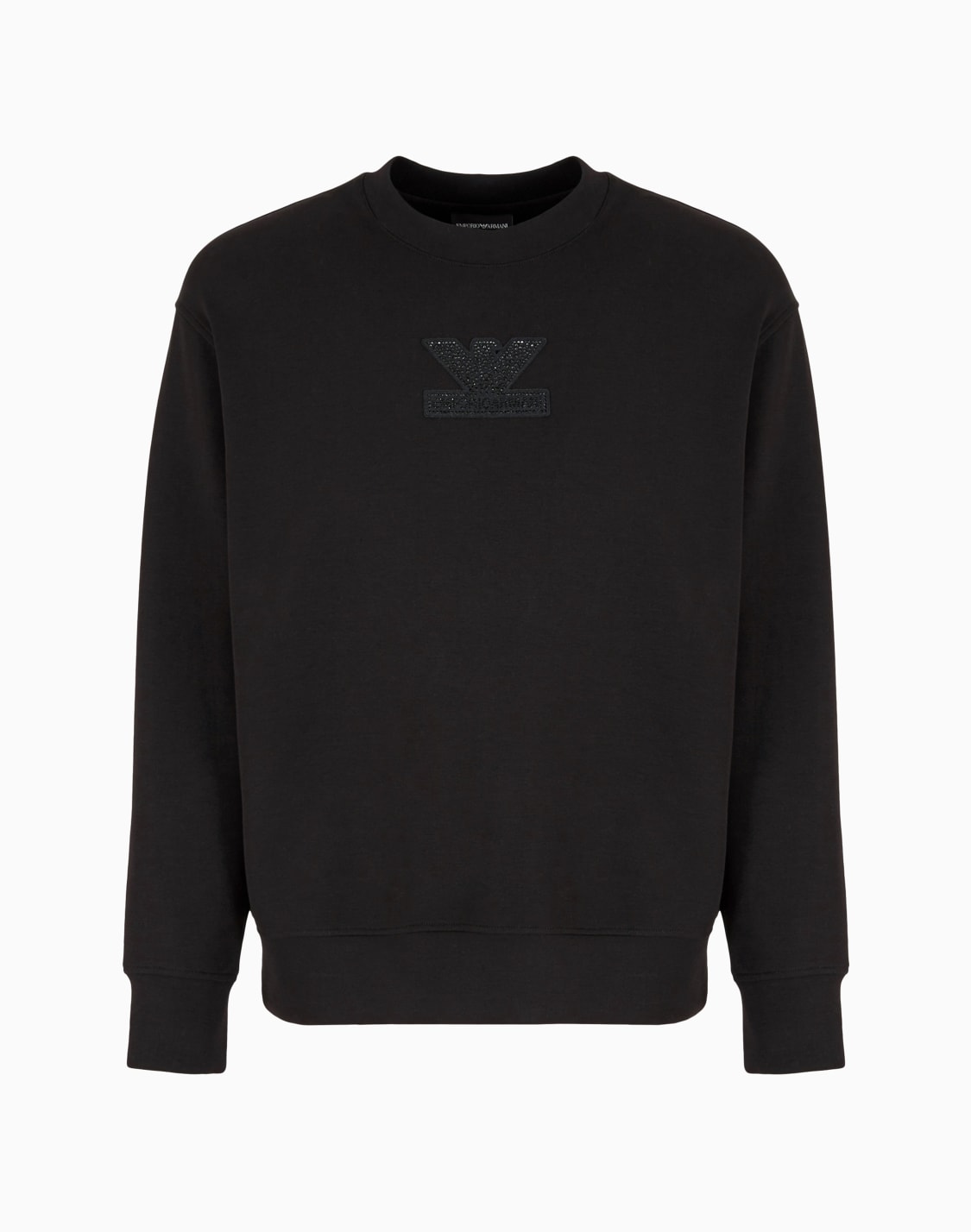 clubwear-double-jersey-sweatshirt-with-patch-and-rhinestone-embroidery-black--emporio-armani