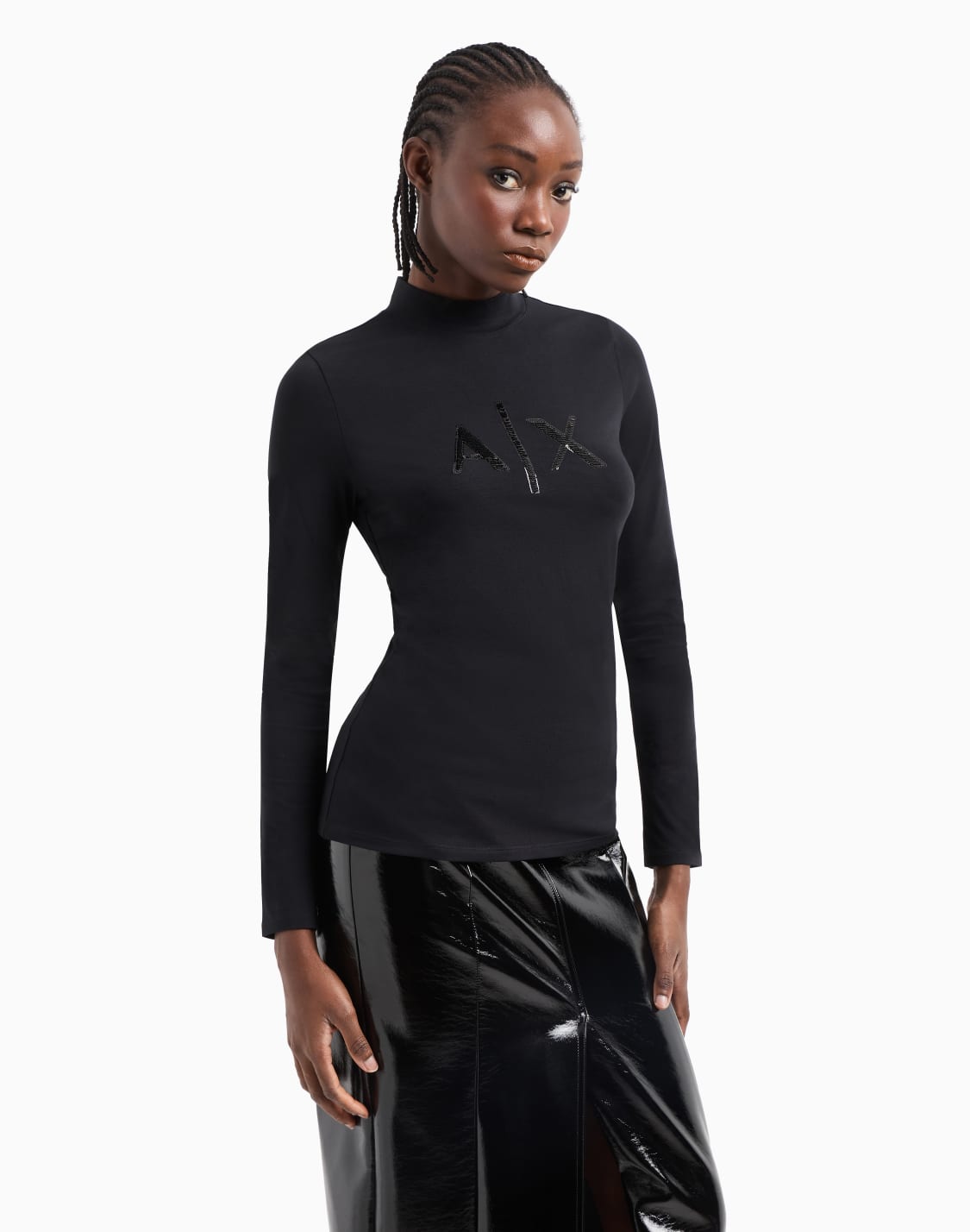 long-sleeved-sweater-with-high-neck-and-sequin-logo-black--armani-exchange