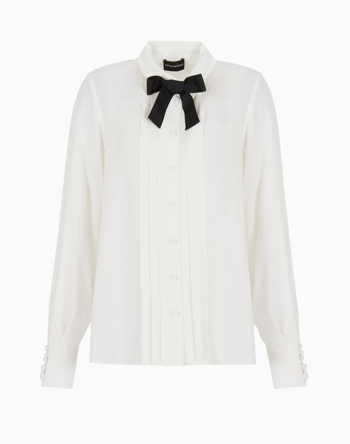 camisa-de-crep-plisada-con-lazo-blanco--emporio-armani
