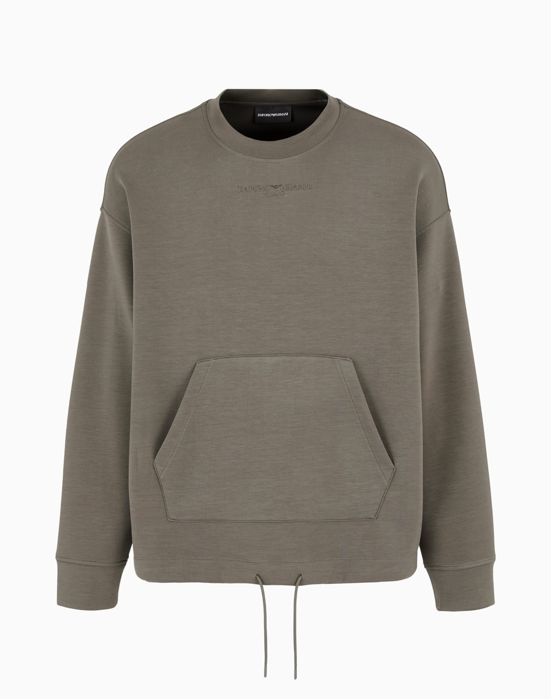 sweat-shirt-en-mlange-de-jersey-modal-avec-logo-brod-et-poche-kangourou-vert--emporio-armani