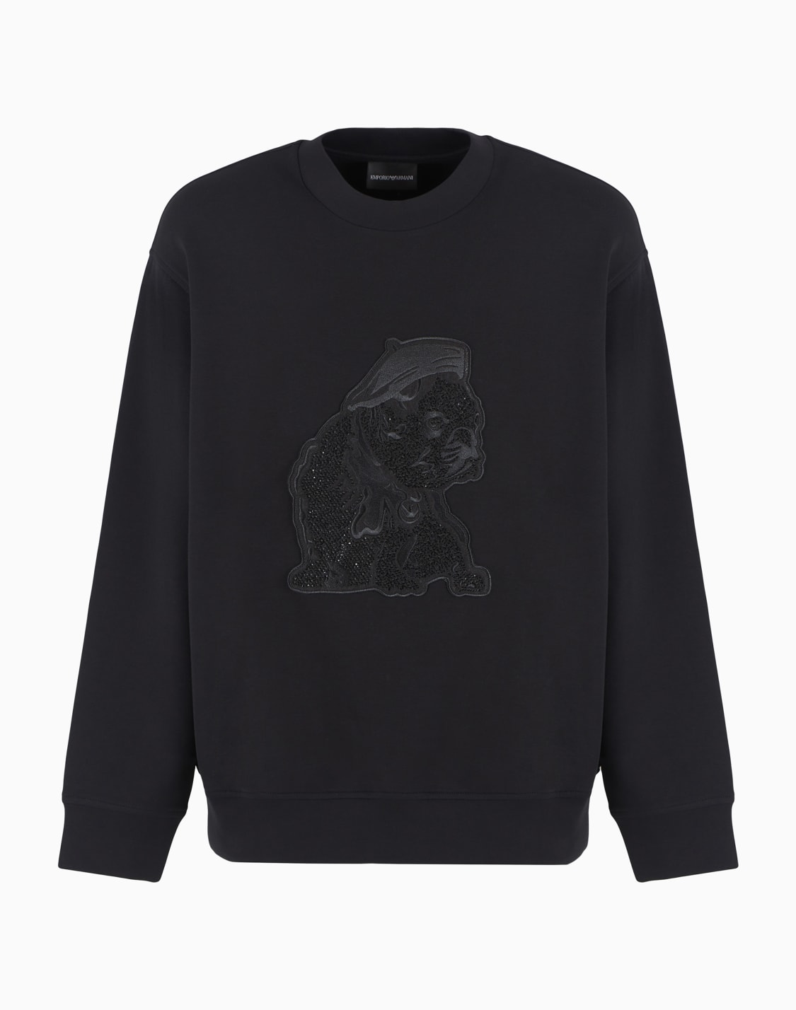 clubwear-double-jersey-sweatshirt-with-oversized-french-bulldog-patch-black--emporio-armani