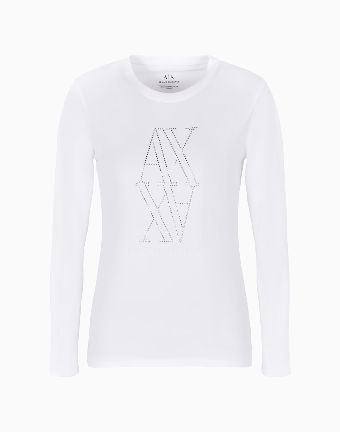 axロゴ-長袖クルネックtシャツ-ホワイト--armani-exchange