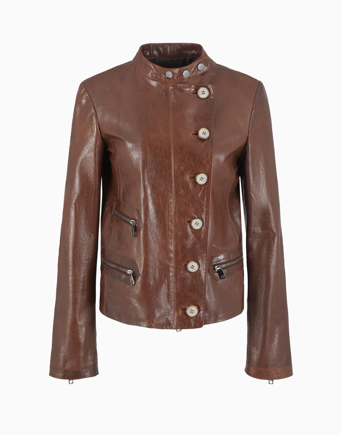 icon-slim-fit-jacket-with-an-off-centre-zip-in-vegetable-tanned-tumbled-goatskin-nappa-leather-brown--emporio-armani