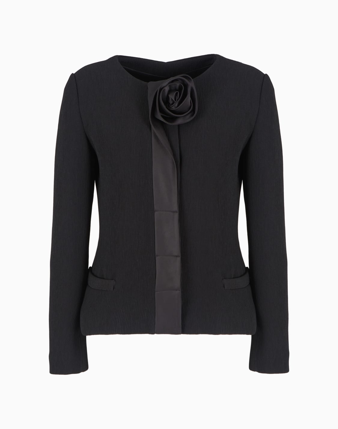 stretch-technical-fabric-jacket-with-ribs-and-satin-rose-detail-black--emporio-armani