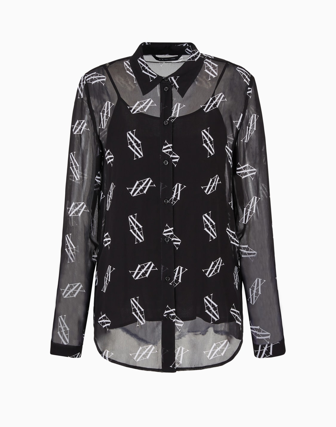 シフォンシアシャツ-ブラック--armani-exchange