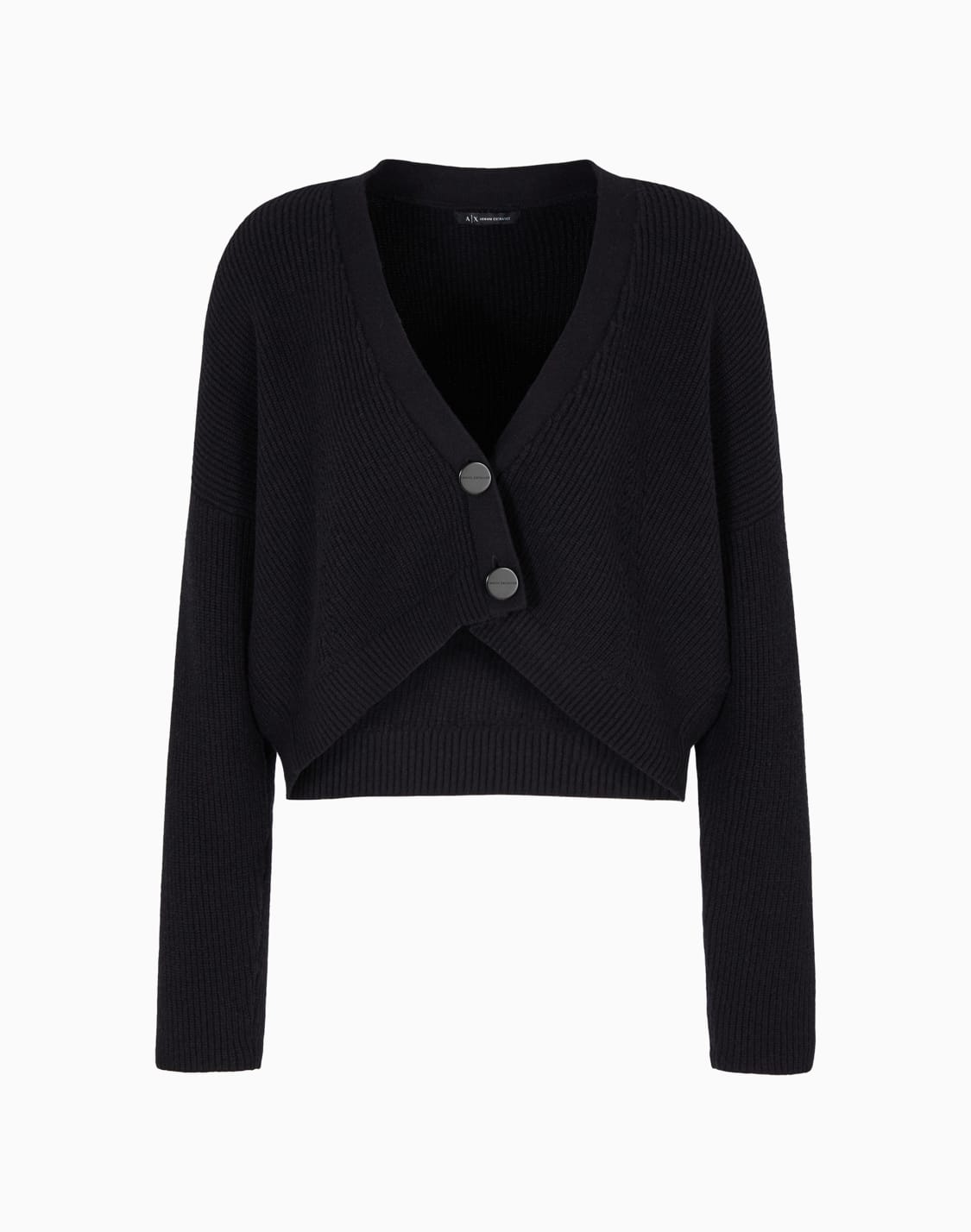 オンライン限定リブニットvネックカディガン-ブラック--armani-exchange