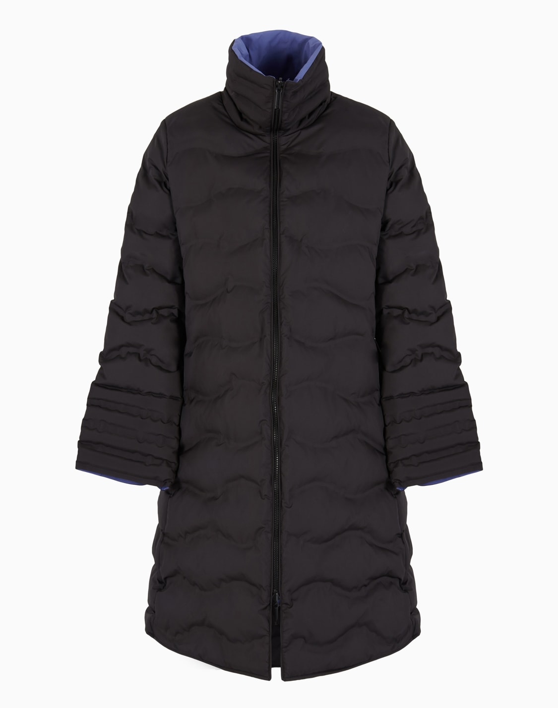 water-repellent-reversible-three-quarter-length-jacket-in-wavy-quilted-nylon-black--emporio-armani