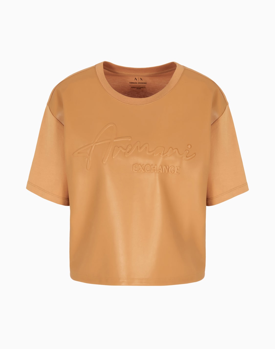 cropped-fit-t-shirt-with-asv-fabric-embossed-logo-camel--armani-exchange