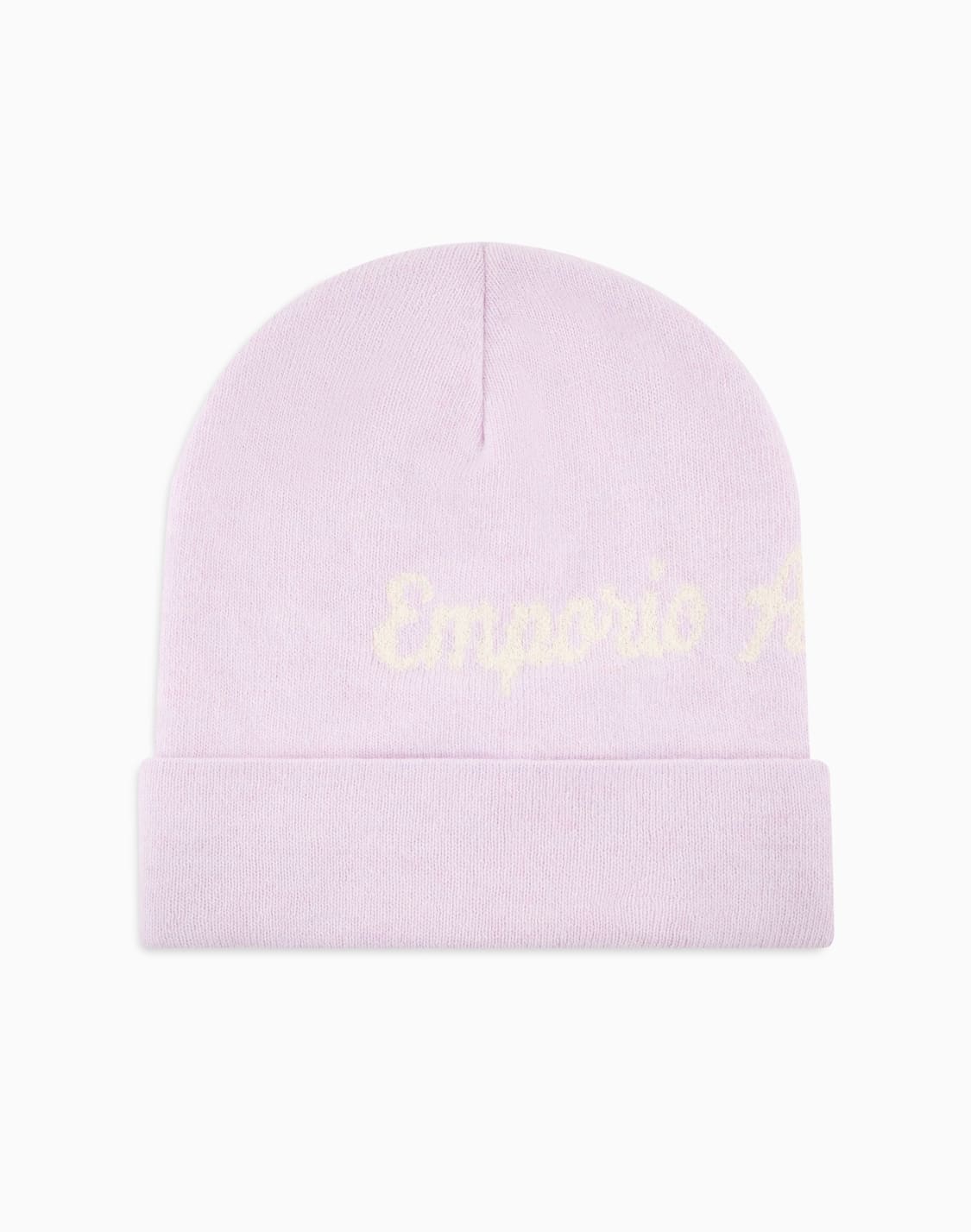 beanie-in-a-cotton-and-wool-blend-with-oversized-jacquard-logo-pink--emporio-armani
