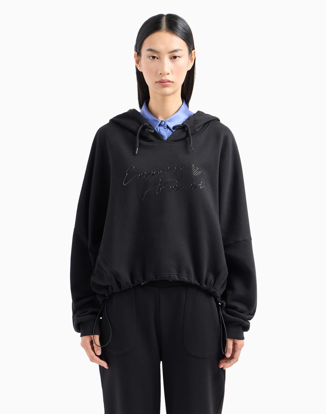 asv-hooded-sweatshirt-with-shiny-rubberised-logo-in-organic-french-terry-black--emporio-armani