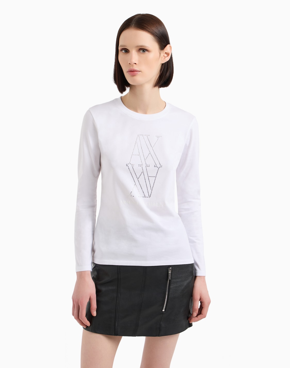 axロゴ-長袖クルネックtシャツ-ホワイト--armani-exchange