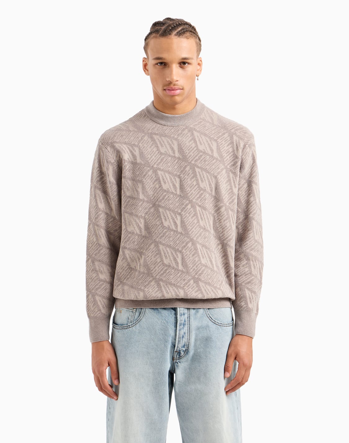 オルオバジャカドロゴ-ニットプルオバ-ベジュ--armani-exchange