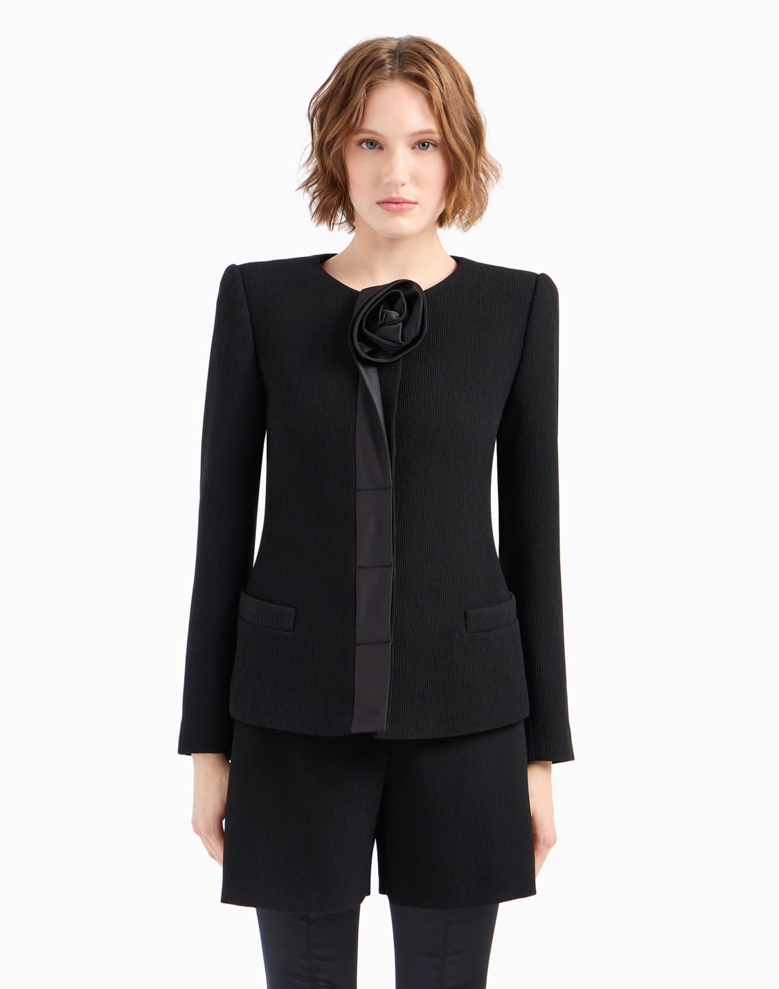 stretch-technical-fabric-jacket-with-ribs-and-satin-rose-detail-black--emporio-armani