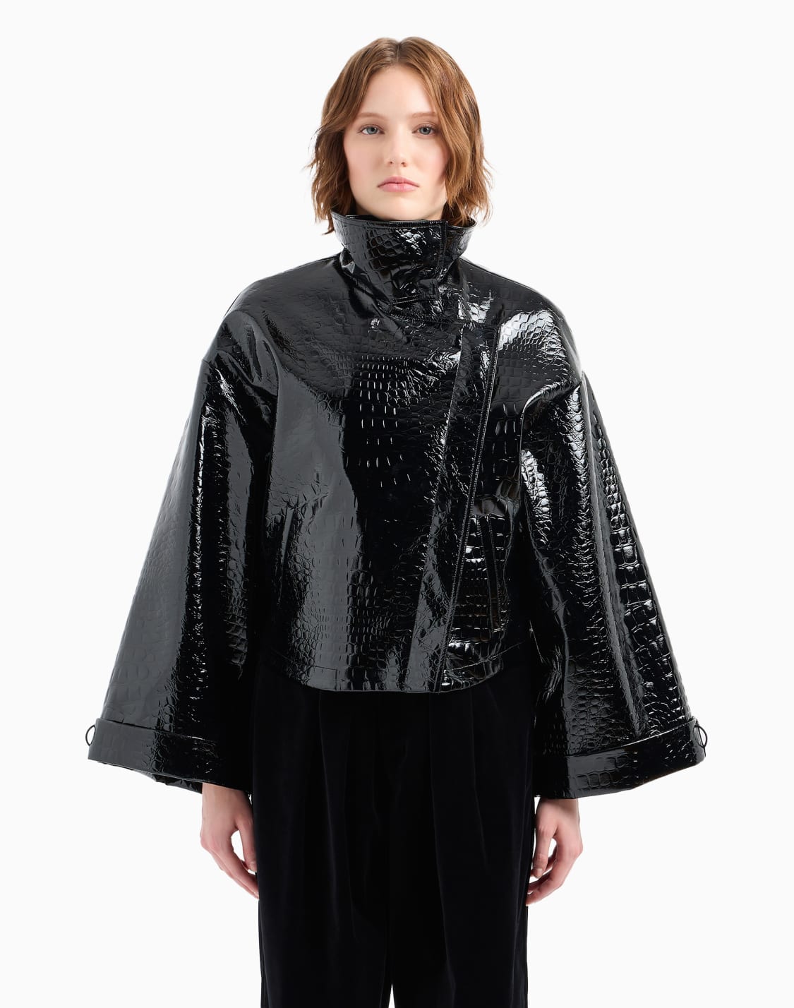 blouson-avec-manches-kimono-en-vinyle-imprim-coco-noir--emporio-armani