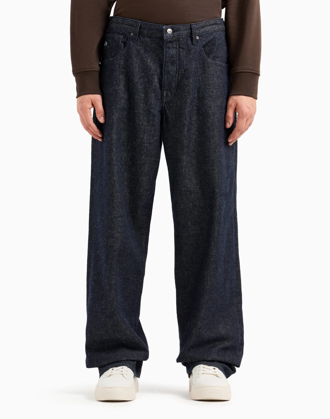 ノンストレッチバギデニムパンツ-ブル--armani-exchange