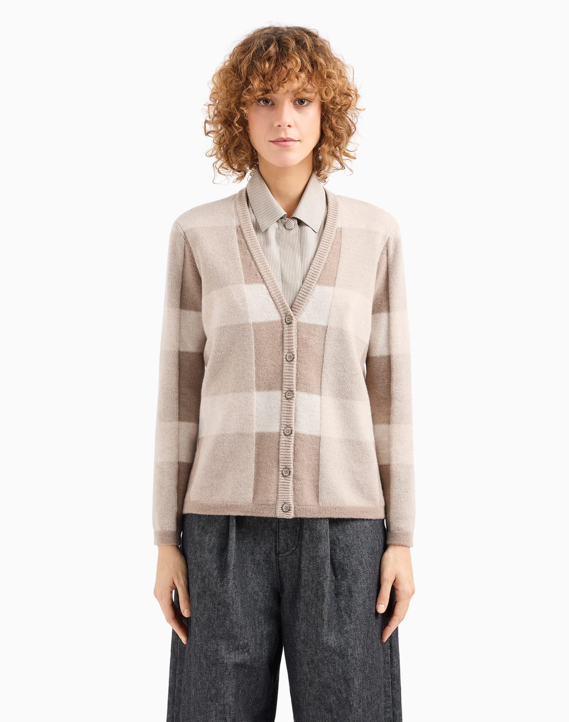 icon-v-neck-cardigan-in-virgin-wool-with-a-plated-check-motif-beige--emporio-armani