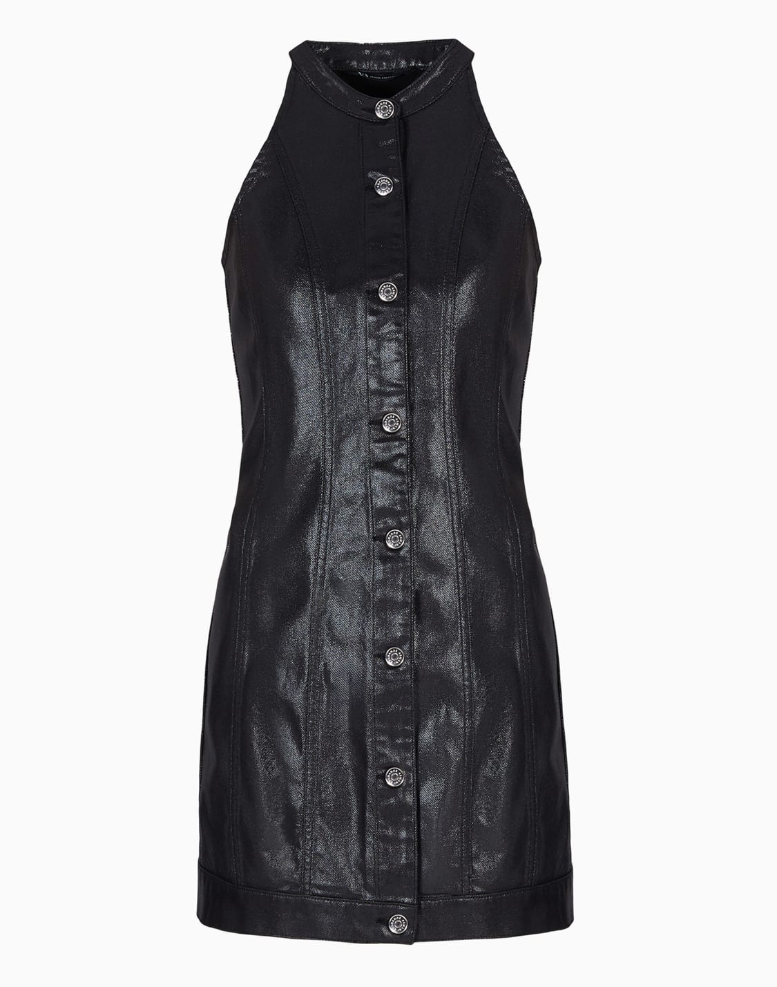 short-dress-in-eco-leather-with-buttons-black--armani-exchange