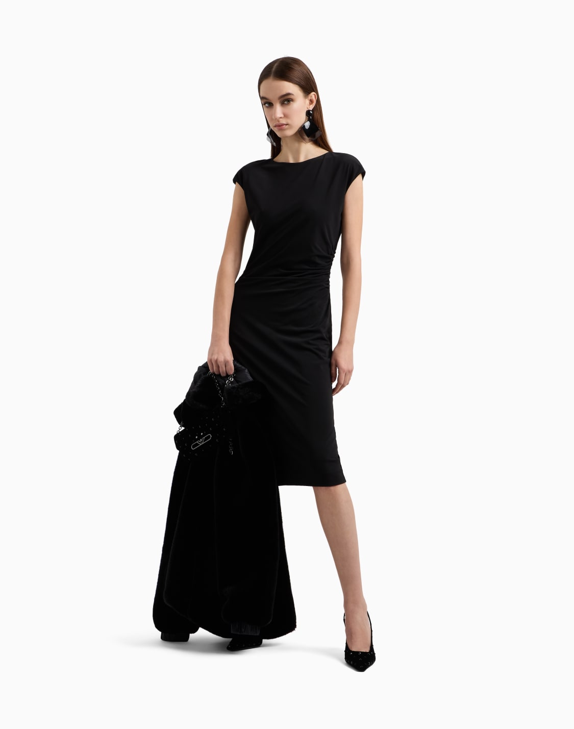 us-exclusive-short-sleeved-dress-in-milano-stitch-fabric-black--emporio-armani