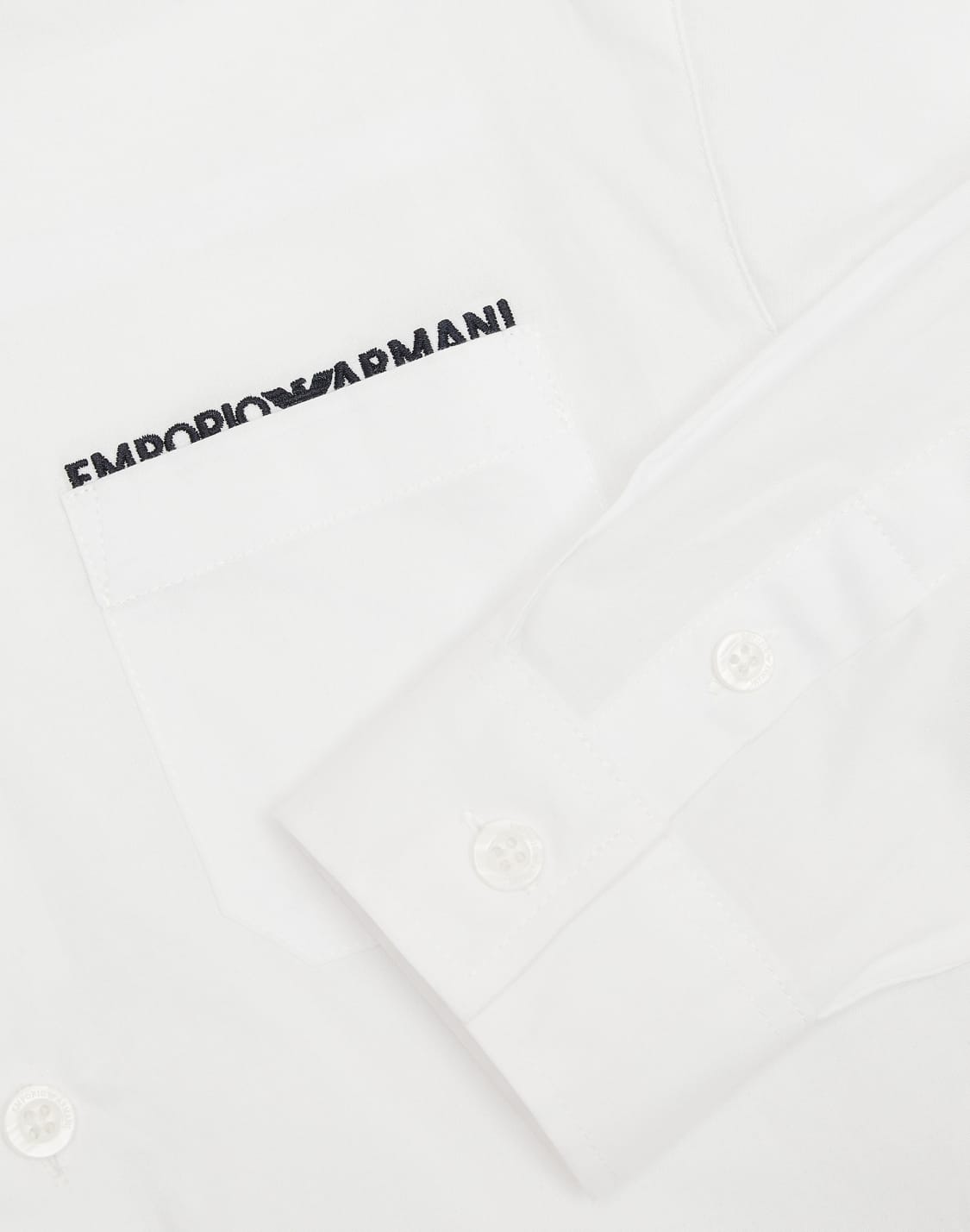 シャツ-ストレッチコットン-ポケットロゴ刺繍-ホワイト--emporio-armani
