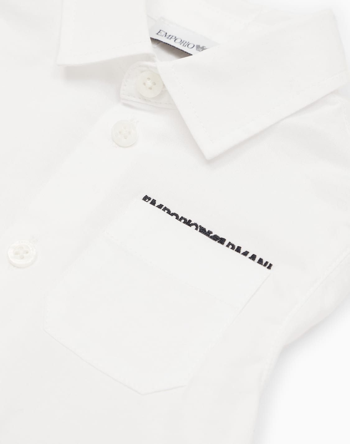 シャツ-ストレッチコットン-ポケットロゴ刺繍-ホワイト--emporio-armani