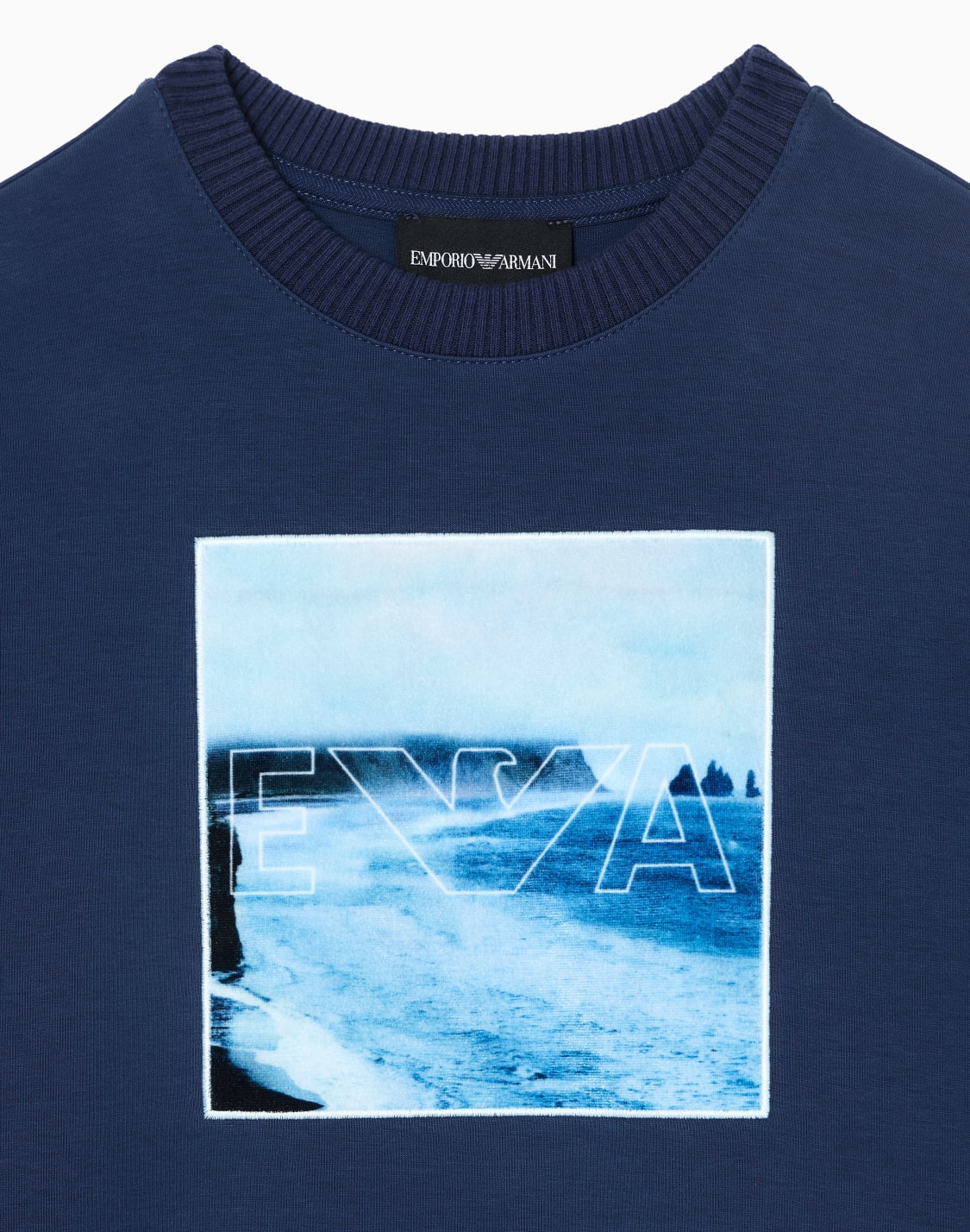 スウェットシャツ-ダブルジャジ-ウィンタクラウドプリント-ブル--emporio-armani