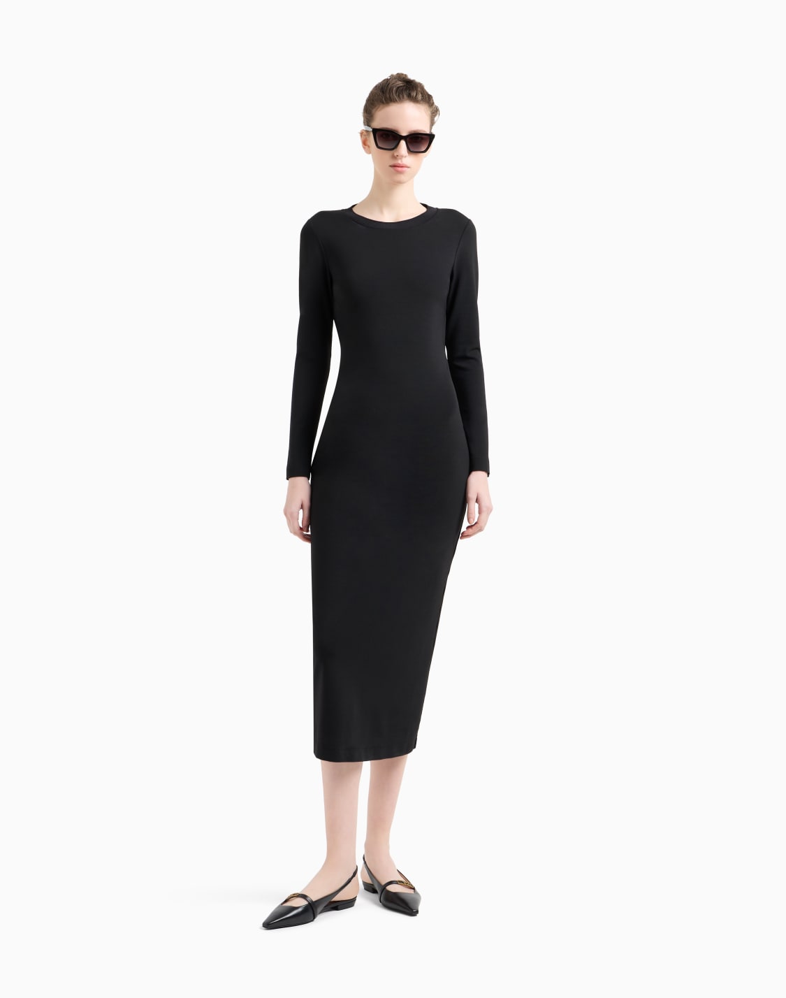 long-dress-in-viscose-crpe-with-keyhole-opening-at-the-back-black--emporio-armani