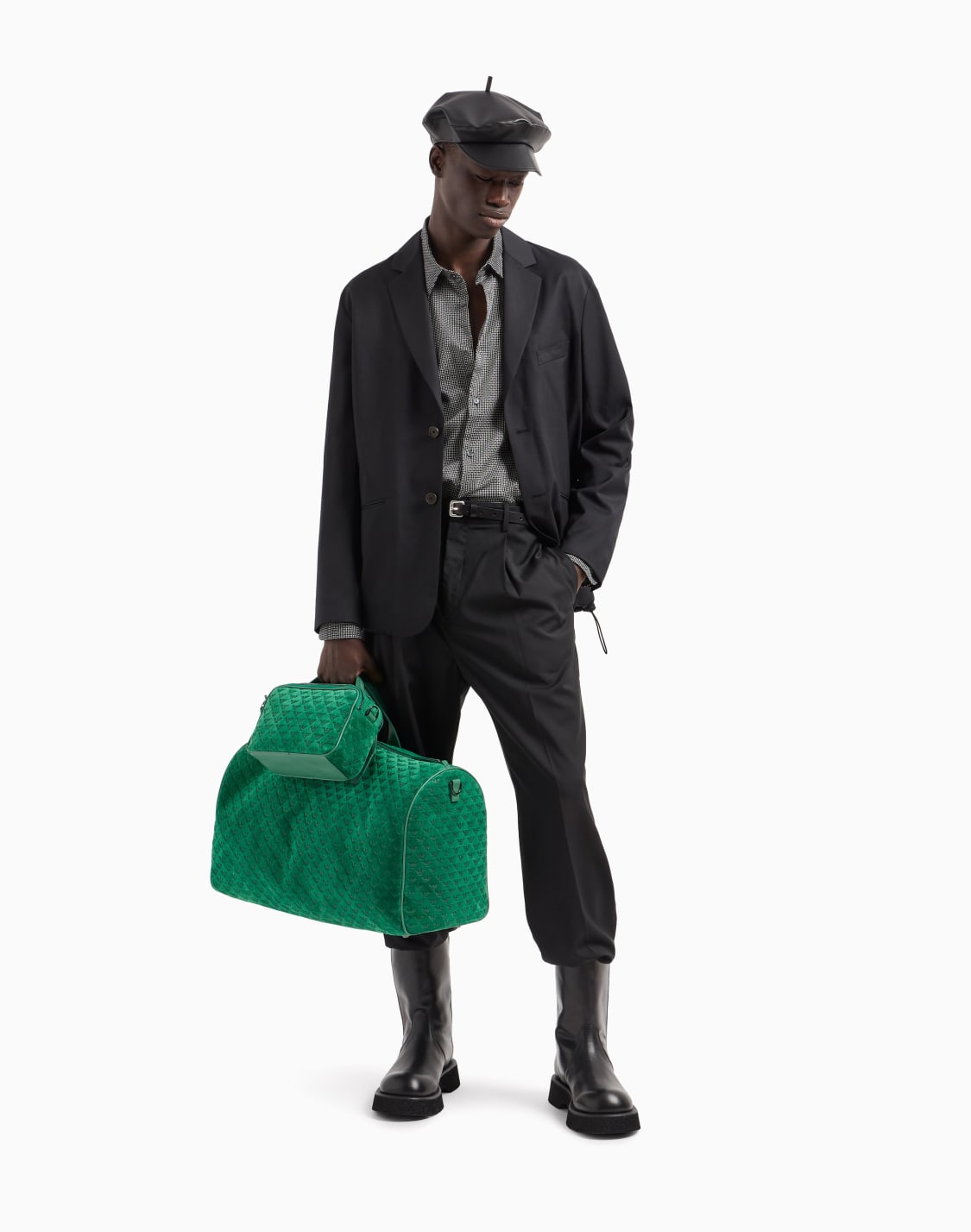 camisa-de-algodn-elstico-estampado-negro--emporio-armani