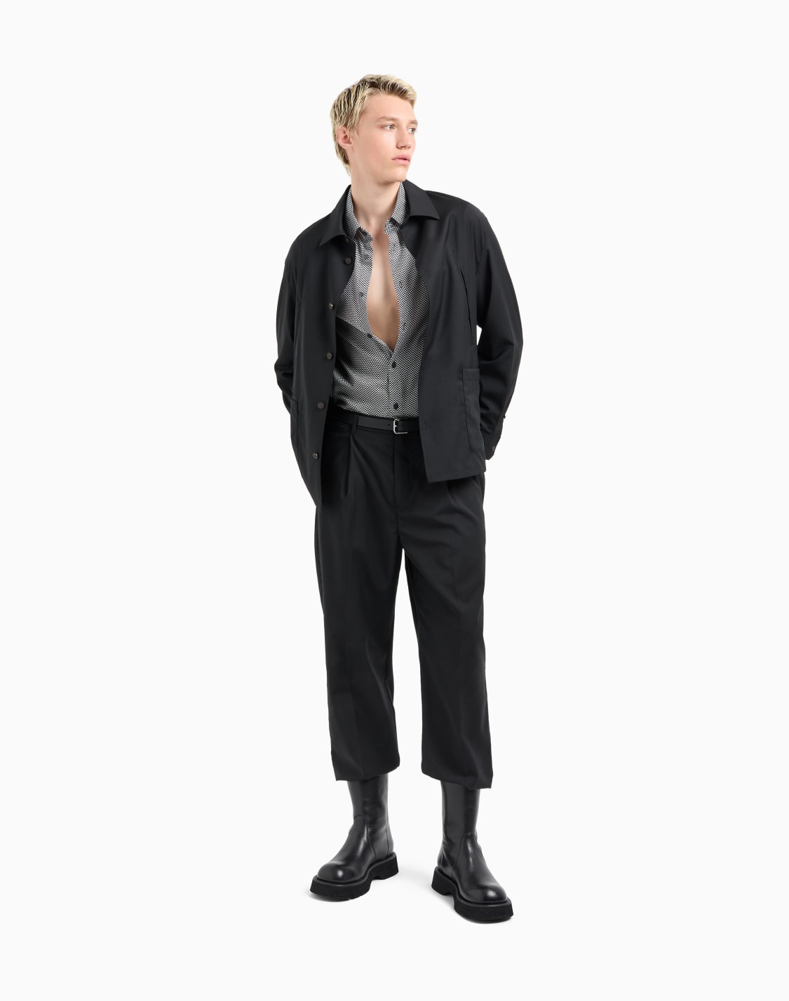 camisa-de-algodn-elstico-estampado-negro--emporio-armani