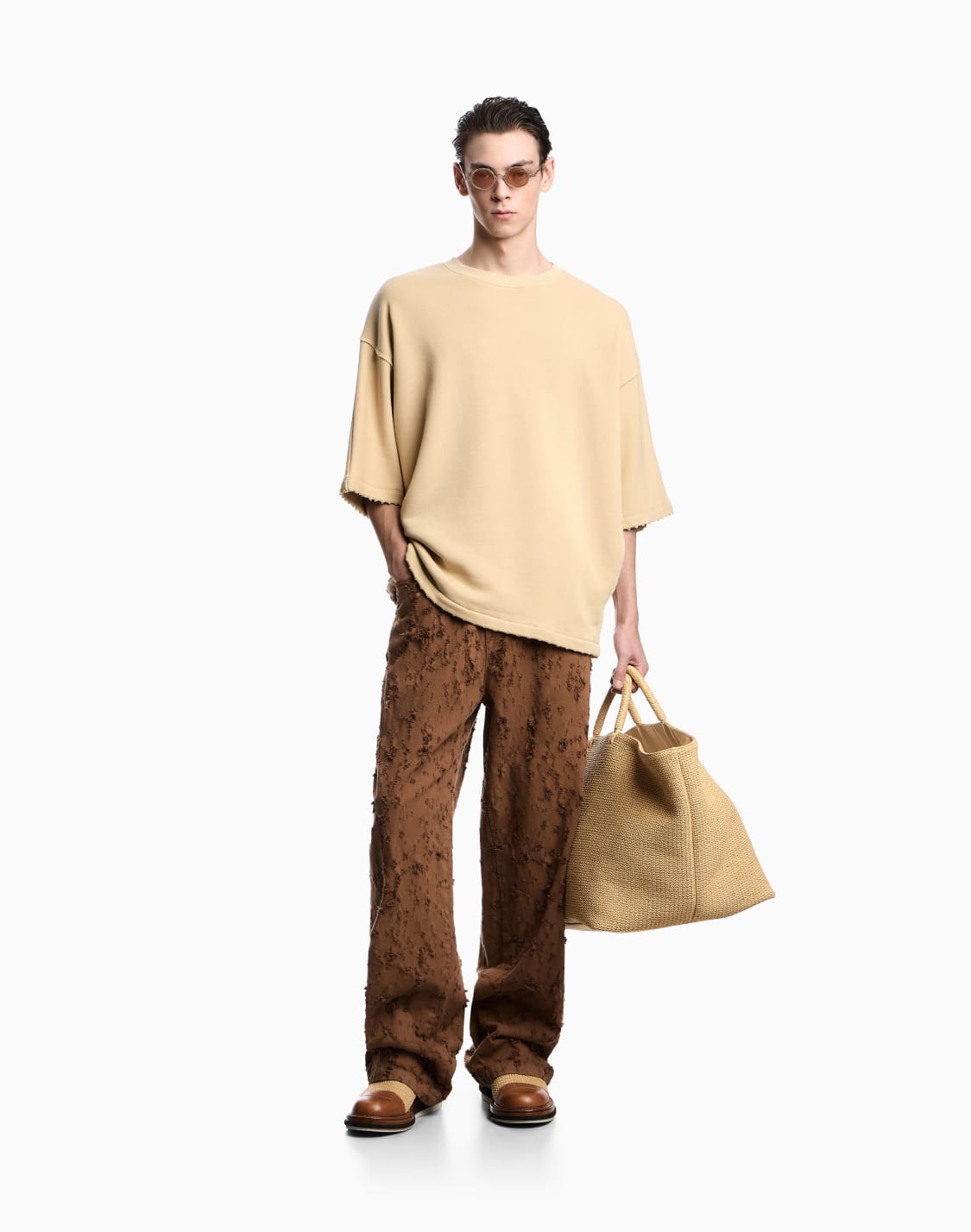 asv-short-sleeved-jersey-sweatshirt-with-worn-look-piping-beige--emporio-armani
